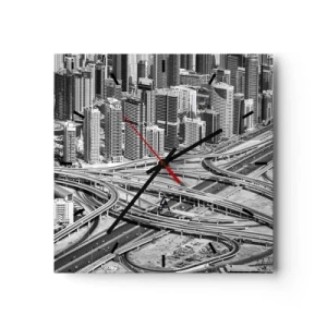 Relógio de parede - Relógio em vidro - Dubai – uma cidade impossível - 30x30 cm