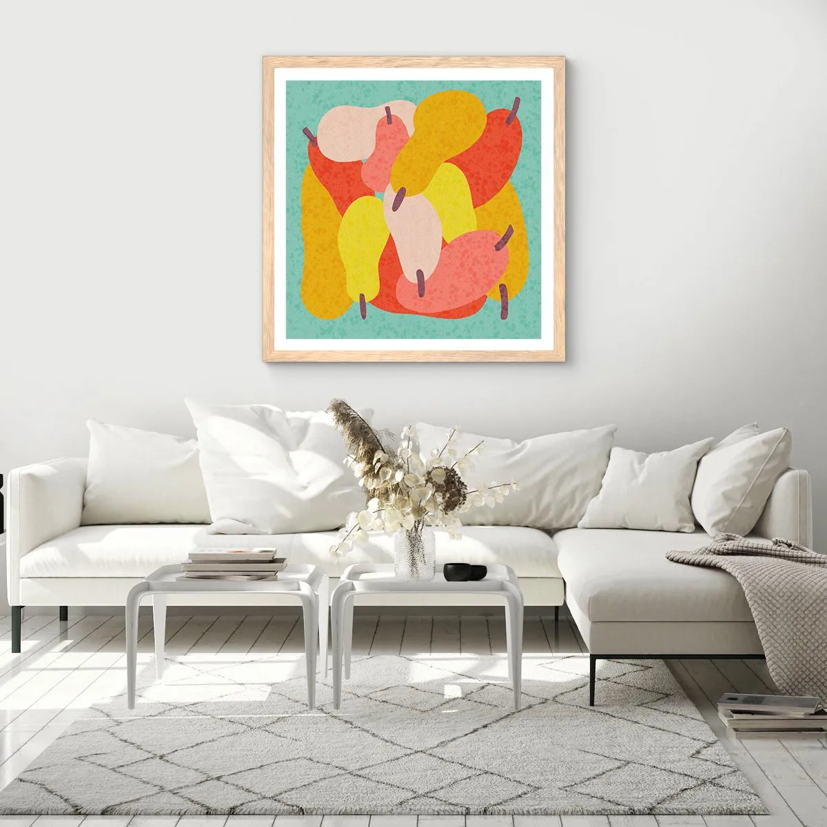 Pôster com moldura de carvalho claro - Experimente o sol de verão - 50x50 cm