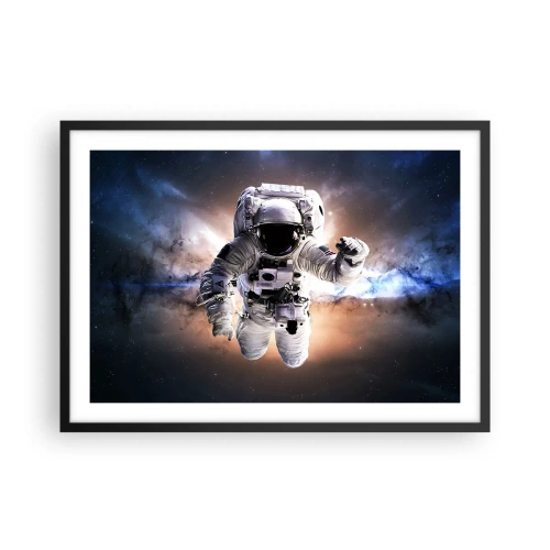 Pôster com moldura preta - Saudações do espaço - 70x50 cm
