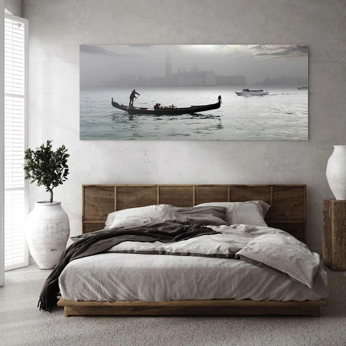 Quadro em vidro - Uma cidade fabulosa feita de água e nevoeiro - 160x50 cm