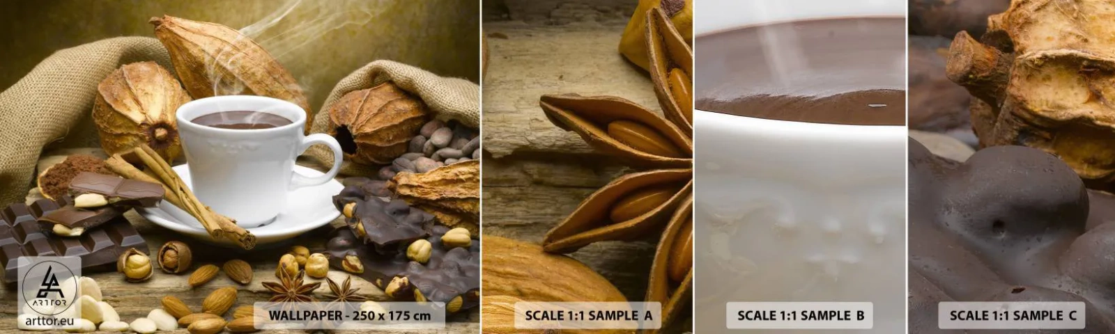 Amostra de Papel de Parede Standard Eco - Para os que procuram emoções - Gastronomia, Chocolate, Café - 100x30 cm