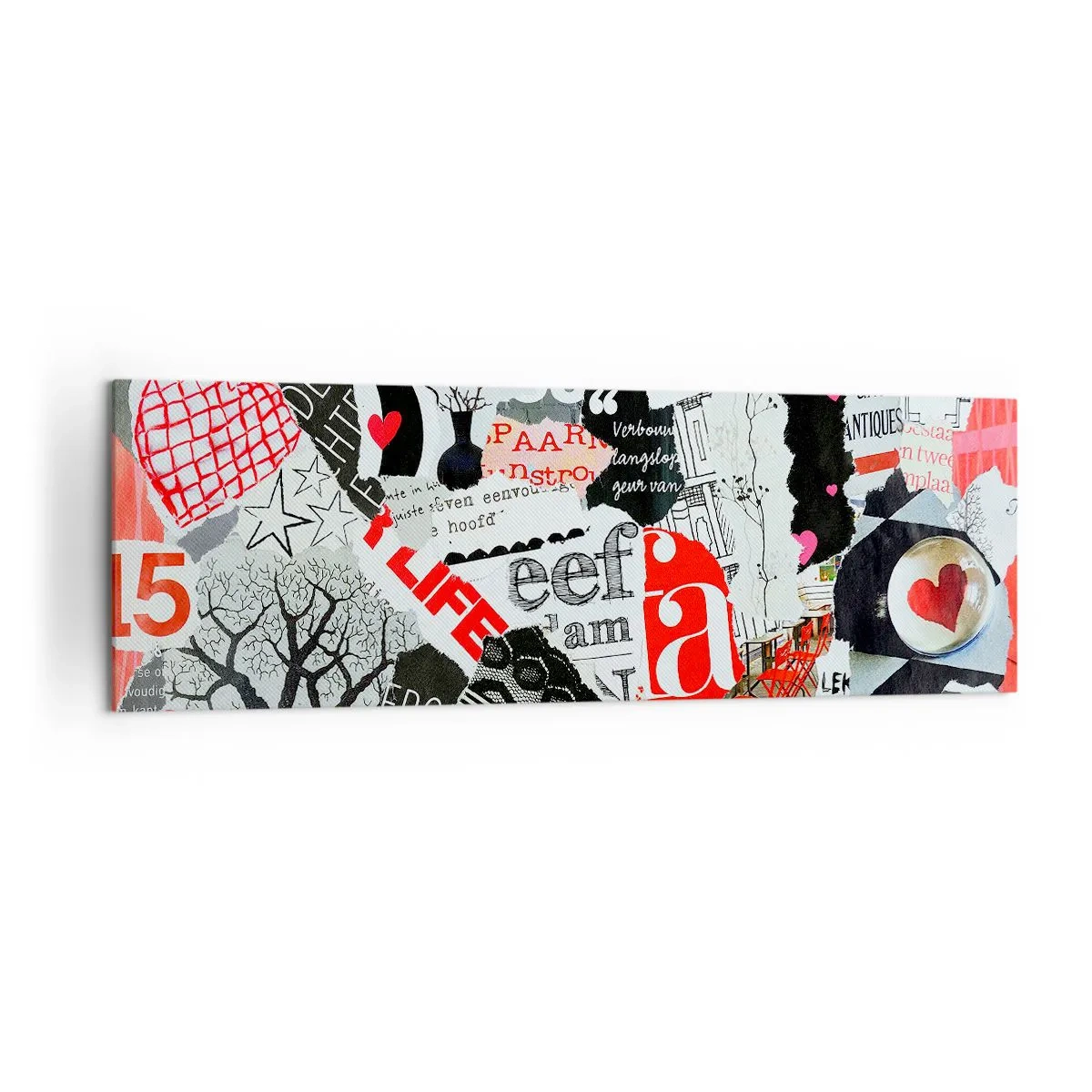 Quadro em tela - Colagem hipster - 160x50 cm