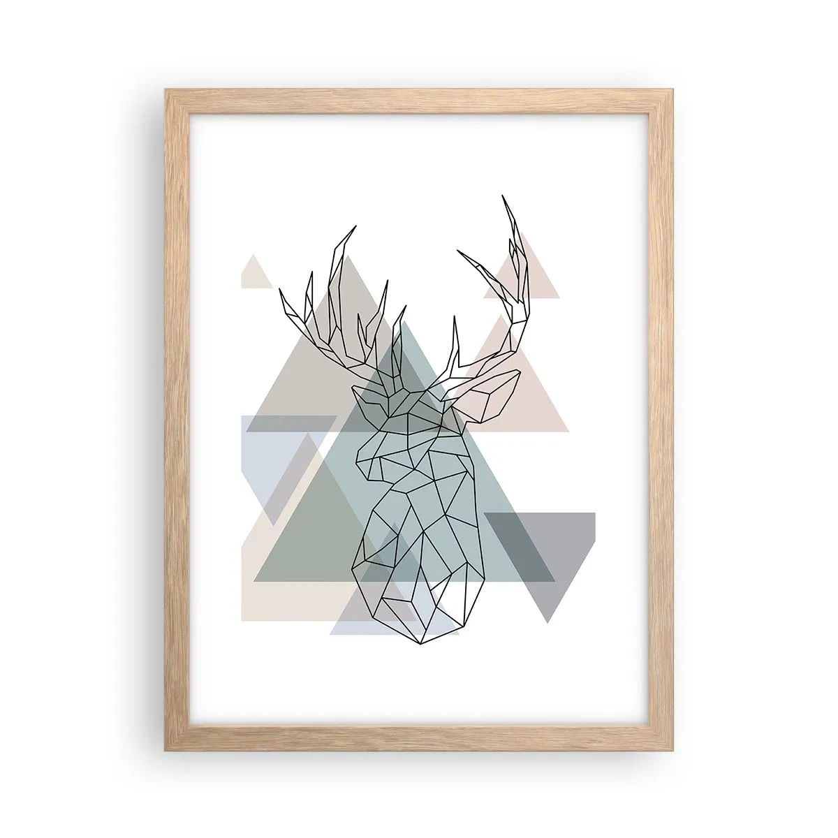 Pôster com moldura de carvalho claro - Numa floresta geométrica - 30x40 cm