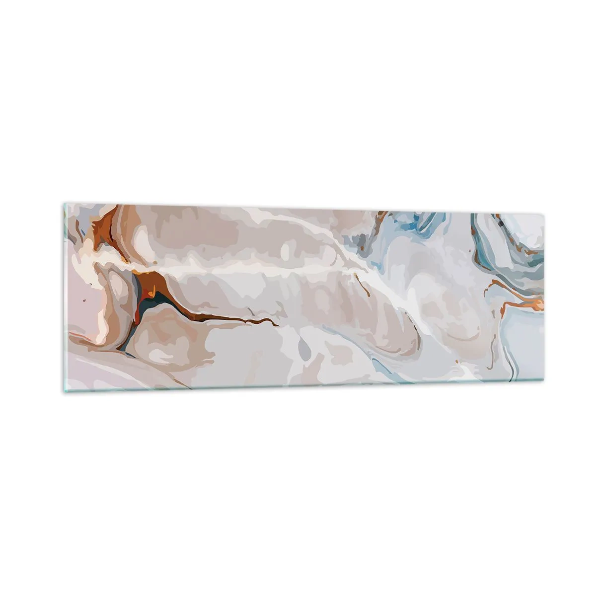 Quadro em vidro - Meandros azuis sob branco - 90x30 cm