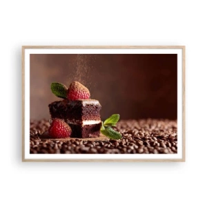 Pôster com moldura de carvalho claro - A vida é doce - 100x70 cm