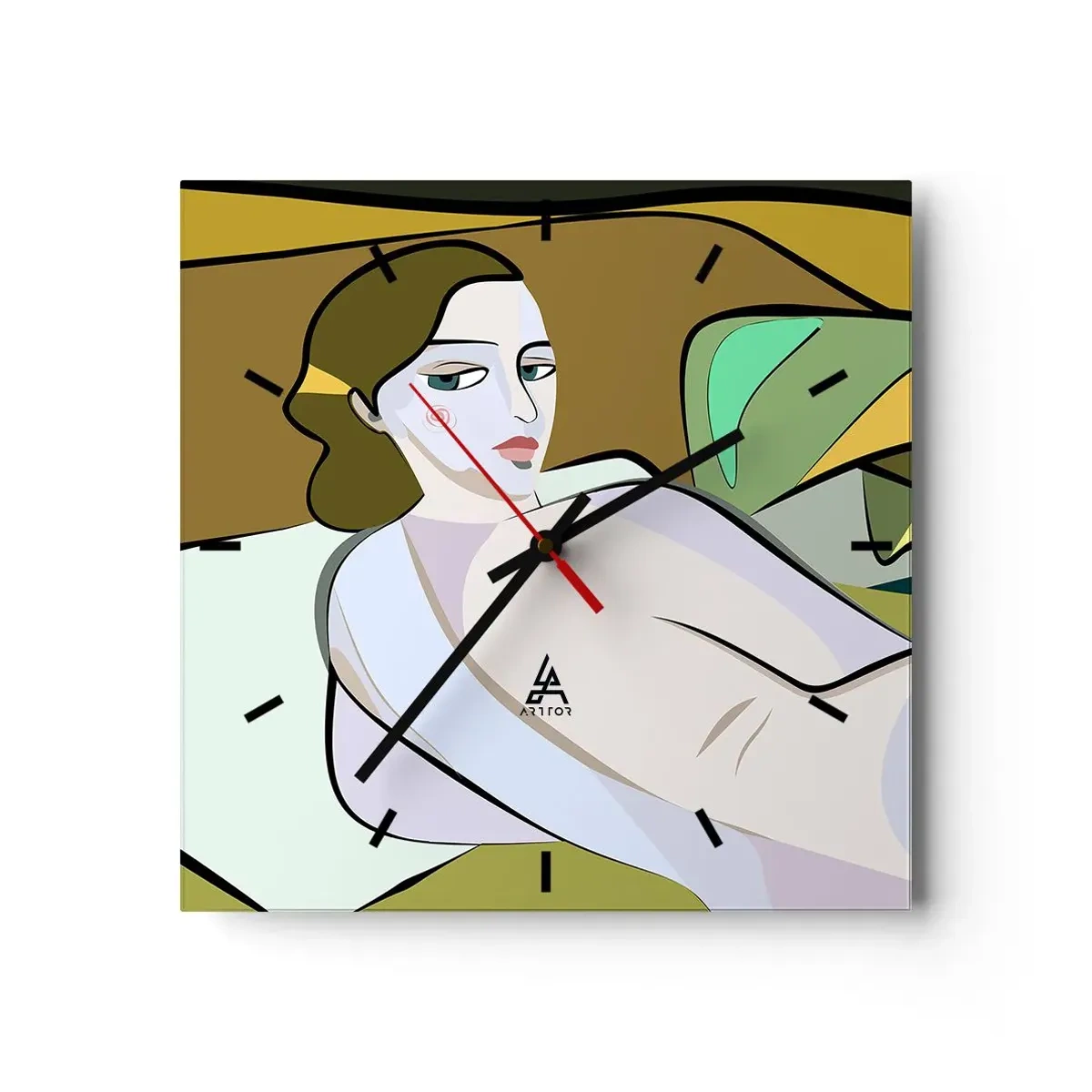 Relógio de parede - Relógio em vidro - Retrato íntimo - 30x30 cm