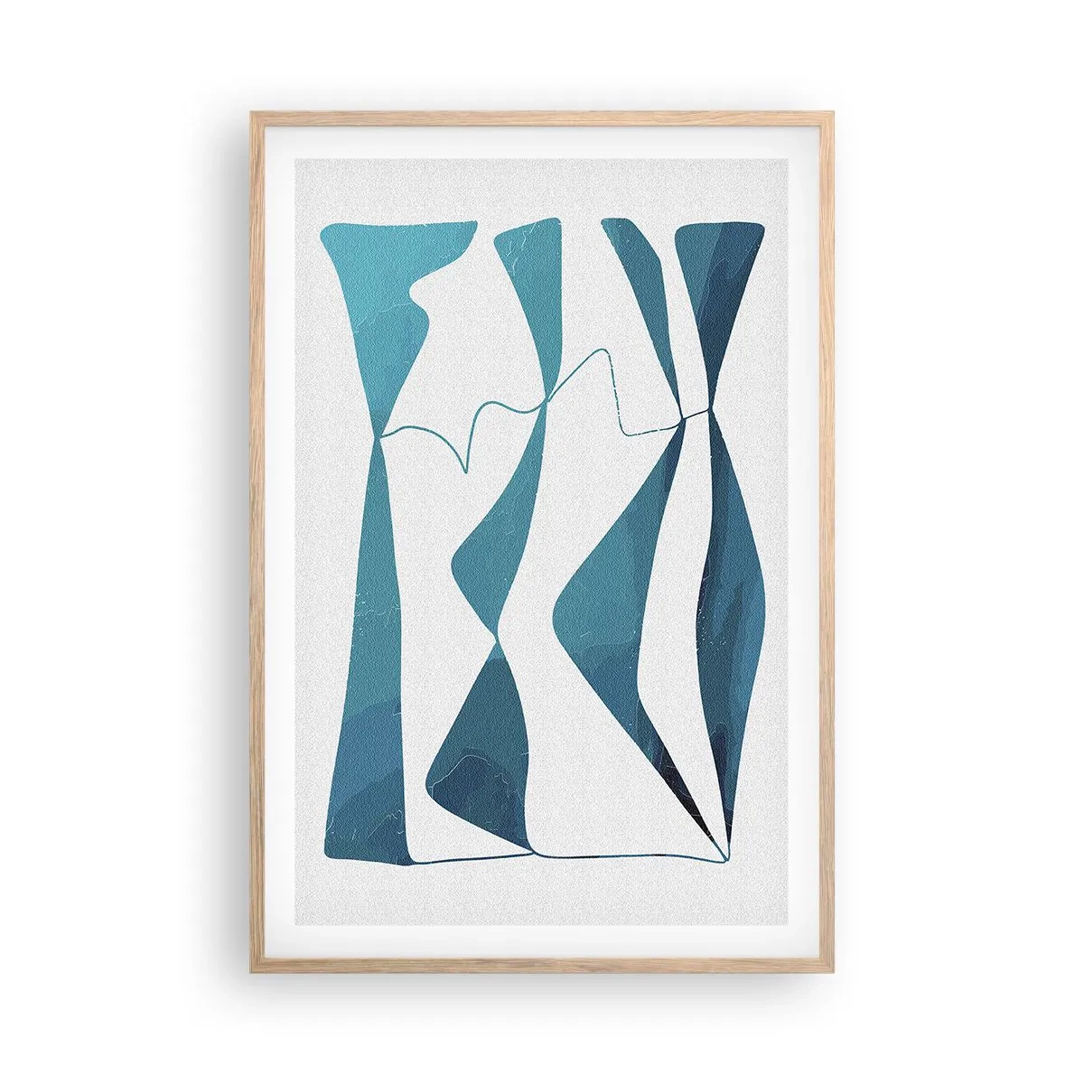 Pôster com moldura de carvalho claro - Abstração: composto turquesa - 61x91 cm
