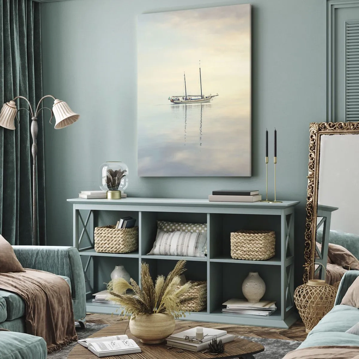 Quadro em tela - Num mar de silêncio - 45x80 cm