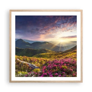 Pôster com moldura de carvalho claro - A frescura de uma manhã nas montanhas - 60x60 cm