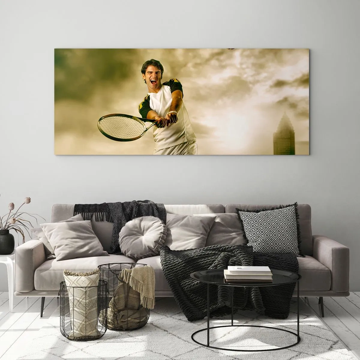 Quadro em vidro - Energia e alegria - 90x30 cm