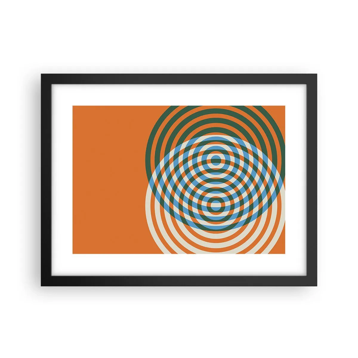 Pôster com moldura preta - Variação circular abstrata - 40x30 cm