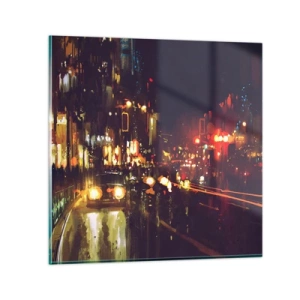 Quadro em vidro - Imerso nas luzes da noite - 40x40 cm
