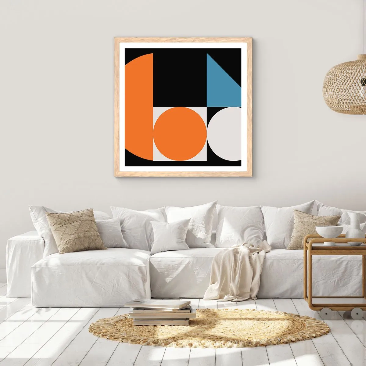 Pôster com moldura de carvalho claro - Disposição das figuras - 60x60 cm