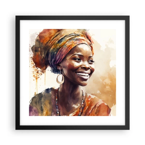 Pôster com moldura preta - Rainha africana - 40x40 cm