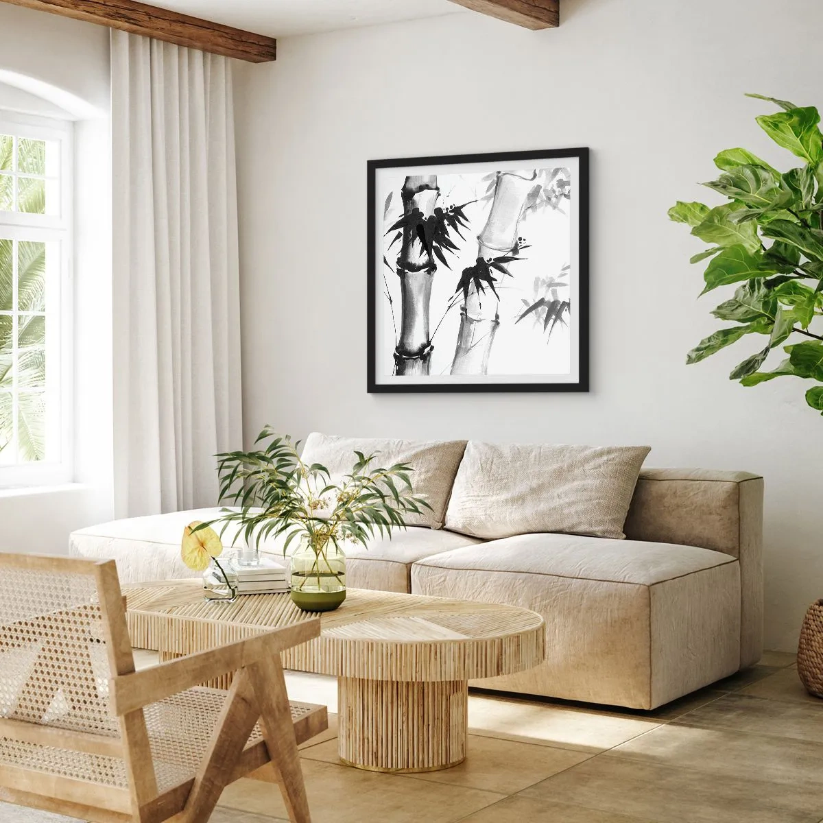 Pôster com moldura preta - Foco no Oriente - 60x60 cm