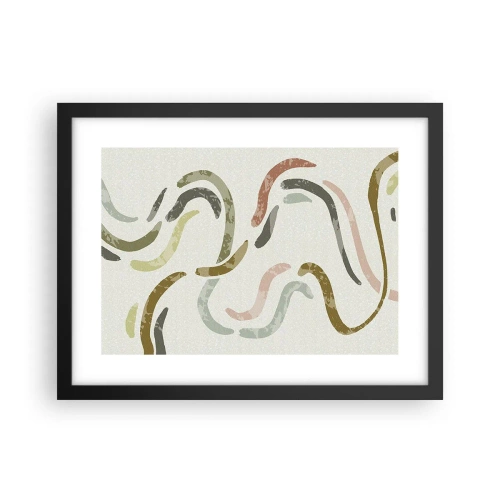 Pôster com moldura preta - Uma alegre dança de abstração - 40x30 cm