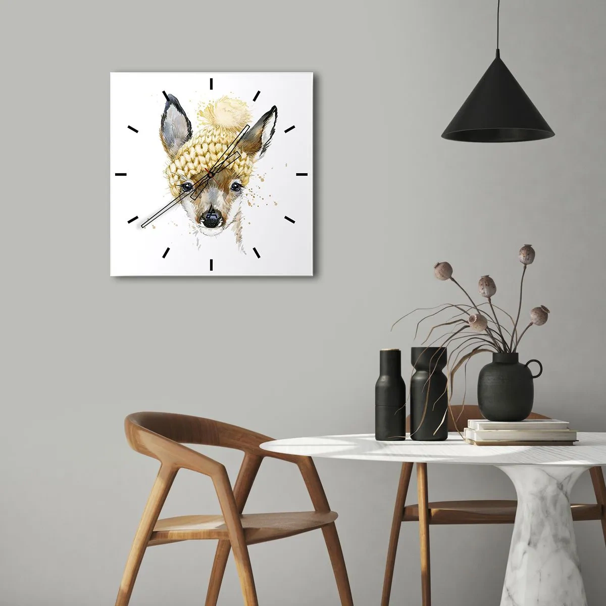 Relógio de parede - Relógio em vidro - Para o inverno na floresta - 40x40 cm