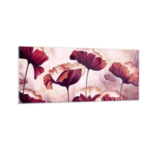 Quadro em vidro - Pétala vermelha e branca - 100x40 cm