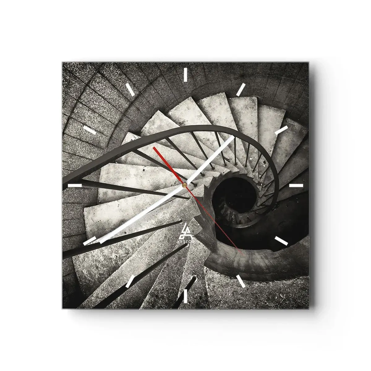 Relógio de parede - Relógio em vidro - Suba as escadas, desça as escadas - 40x40 cm