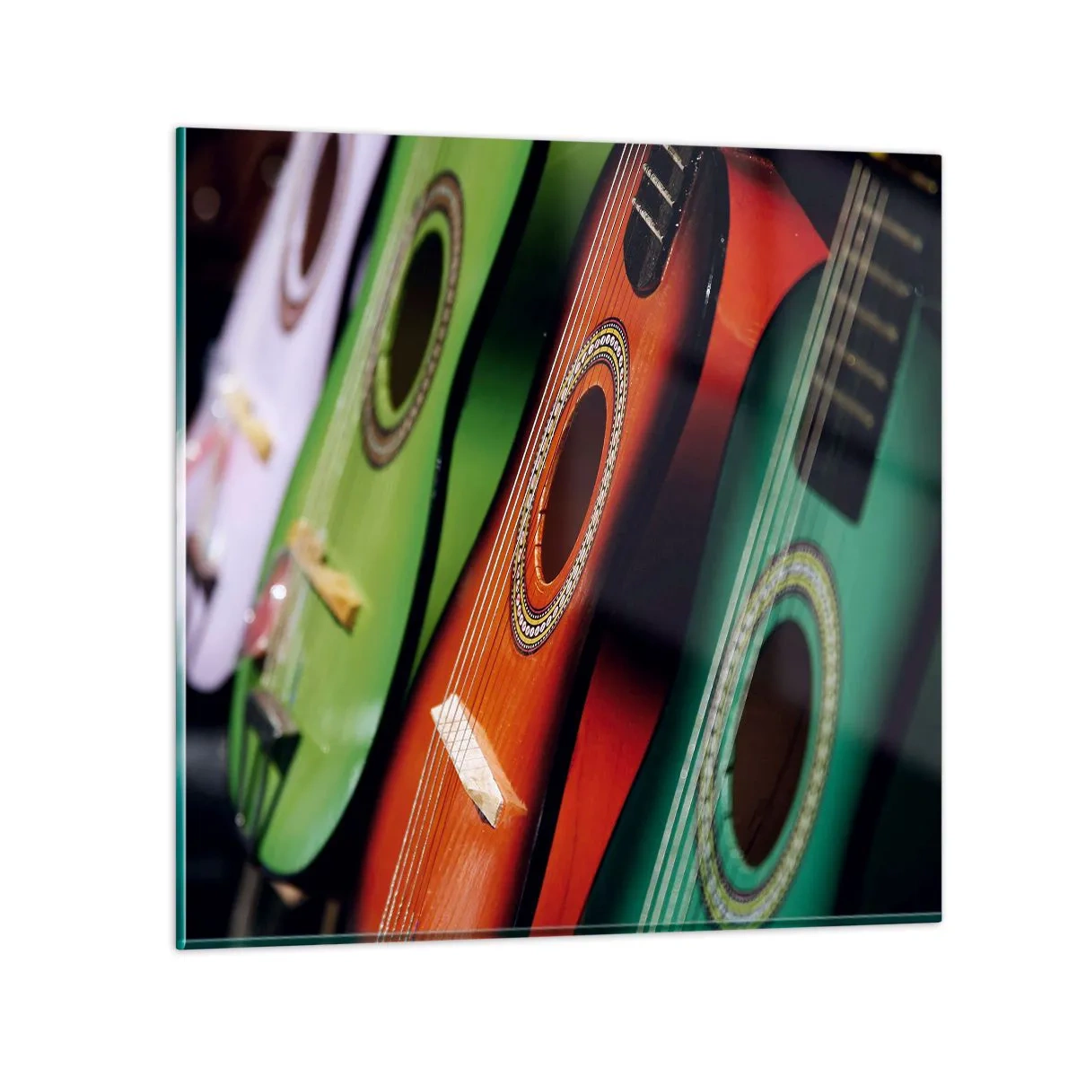 Quadro em vidro - A guitarra tem muitas cores - 30x30 cm