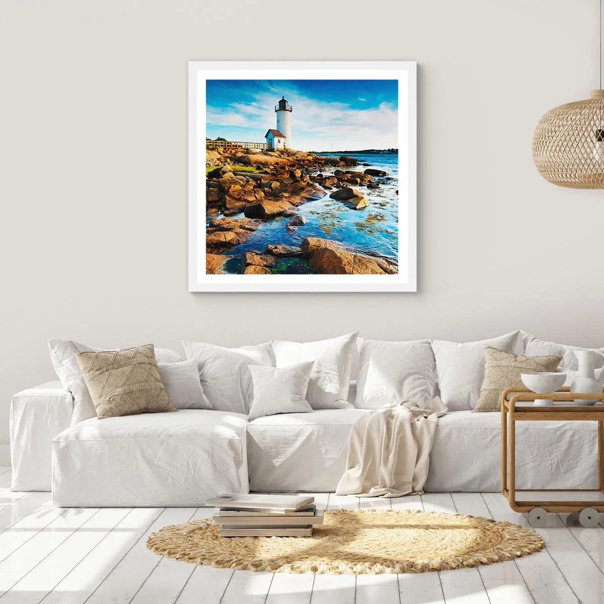 Pôster em moldura branca - Voltem bem, estou à espera - 30x30 cm