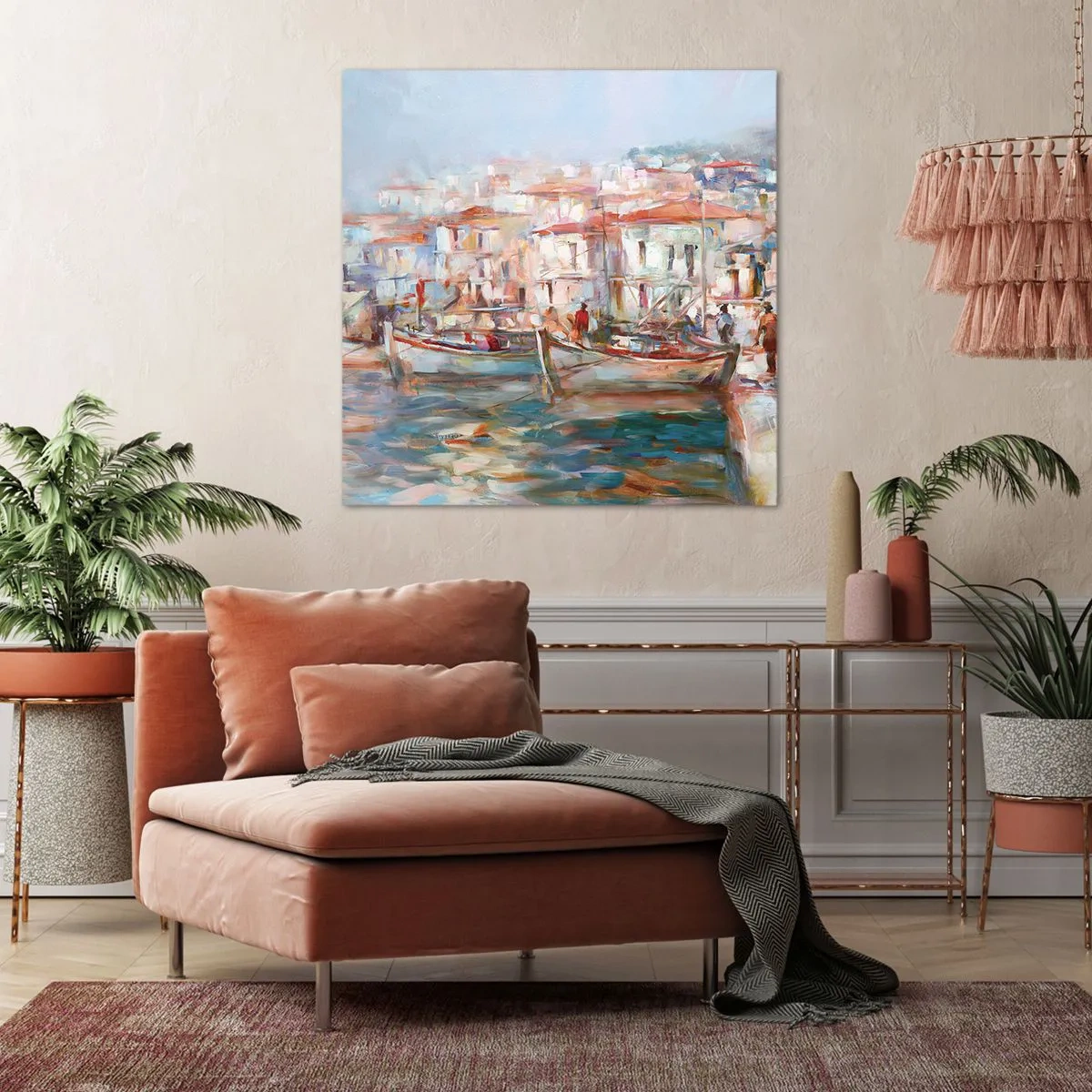 Quadro em tela - Férias em pastel - 50x50 cm