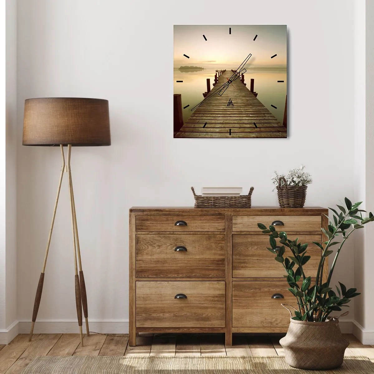 Relógio de parede - Relógio em vidro - Antes do amanhecer, nascer do sol, luz - 30x30 cm