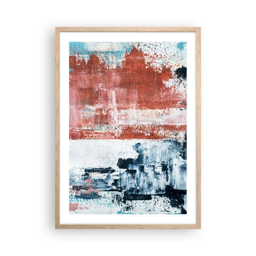 Pôster com moldura de carvalho claro - Meio a meio abstrato - 50x70 cm