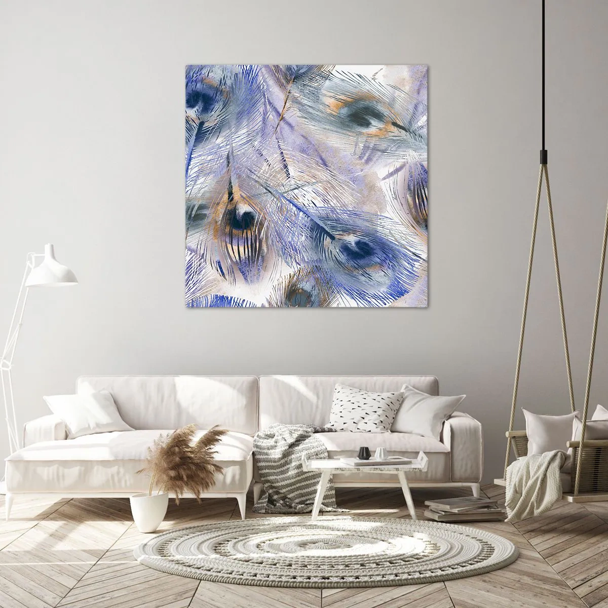 Quadro em tela - Composição do pavão - 70x70 cm