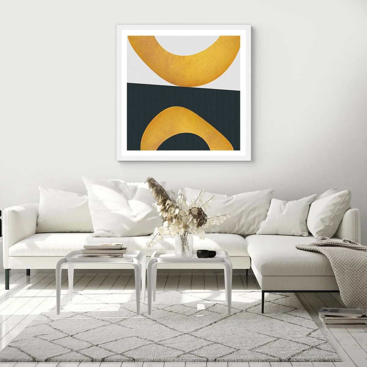 Pôster em moldura branca - Primeiro: ouro - 40x40 cm