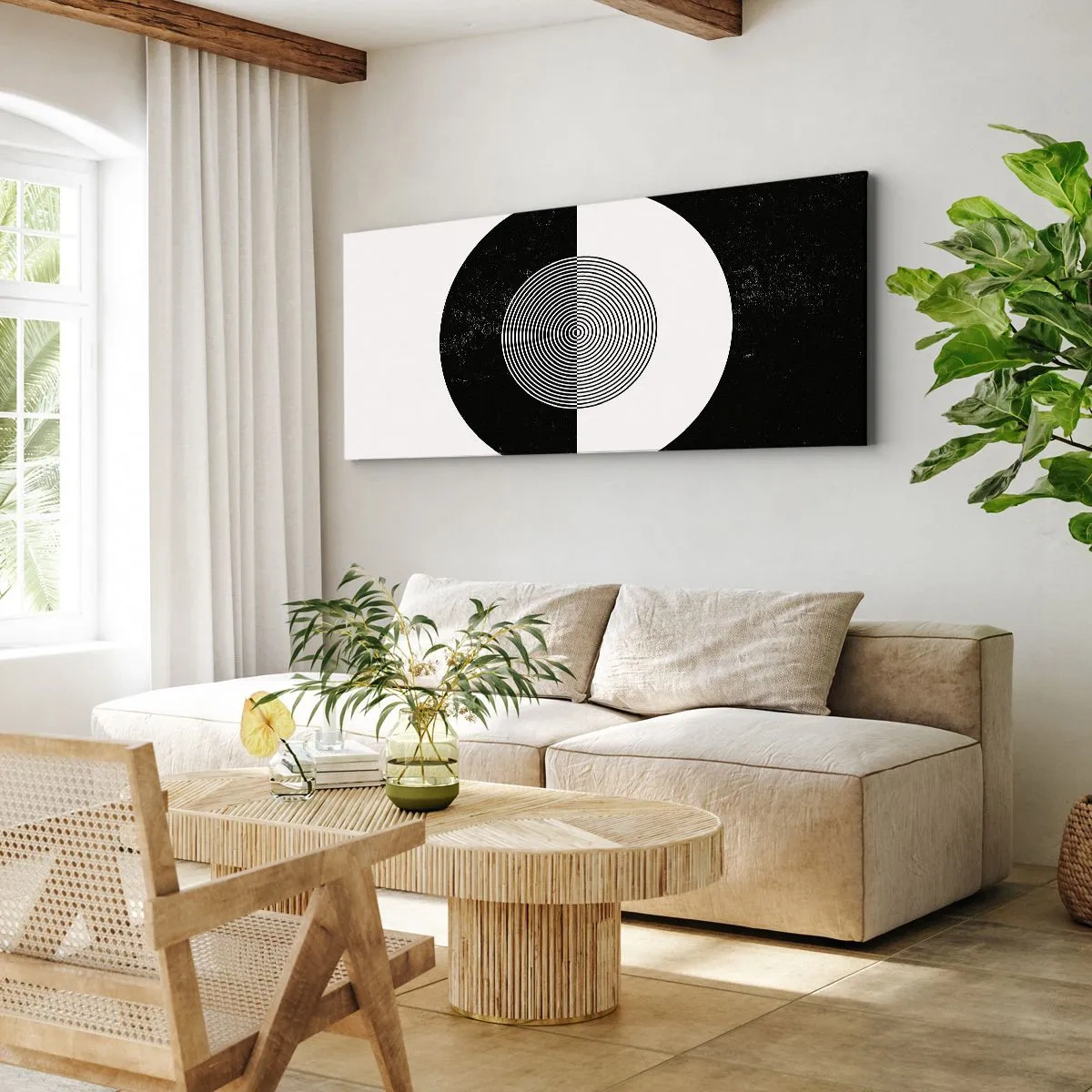 Quadro em tela - Harmonia a preto e branco - 160x50 cm
