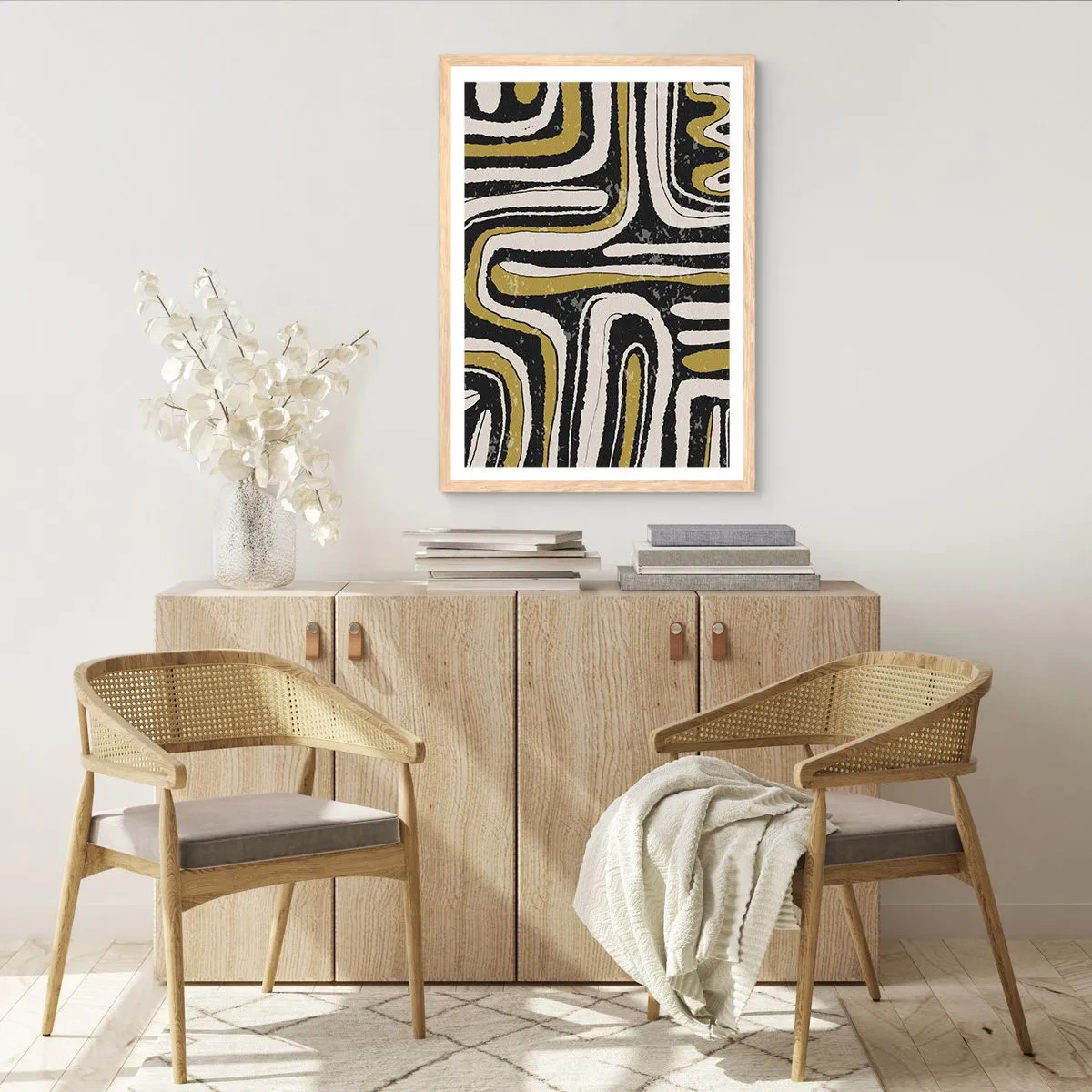 Pôster com moldura de carvalho claro - Composição: estradas e becos - 50x70 cm