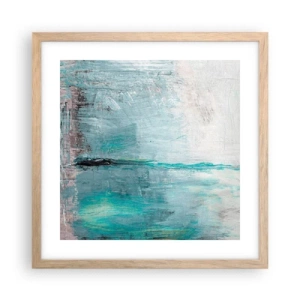 Pôster com moldura de carvalho claro - Horizontalmente em azul - 40x40 cm