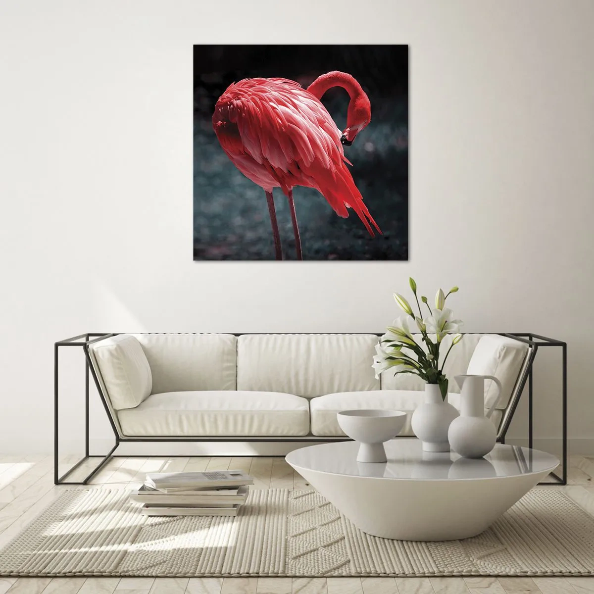 Quadro em vidro - Poema carmesim da natureza - 60x60 cm