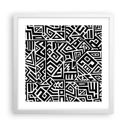Pôster em moldura branca - Composição pré-colombiana - 40x40 cm