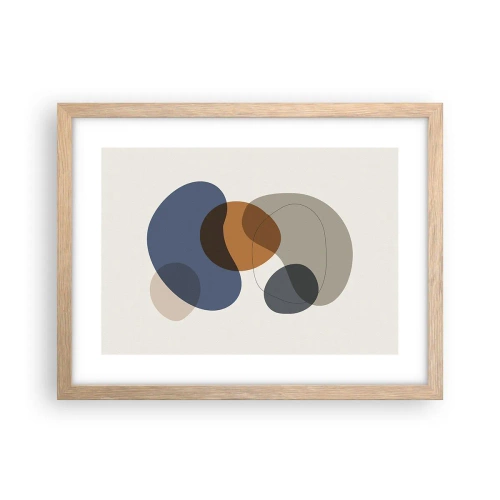 Pôster com moldura de carvalho claro - Gotas de cor - 40x30 cm
