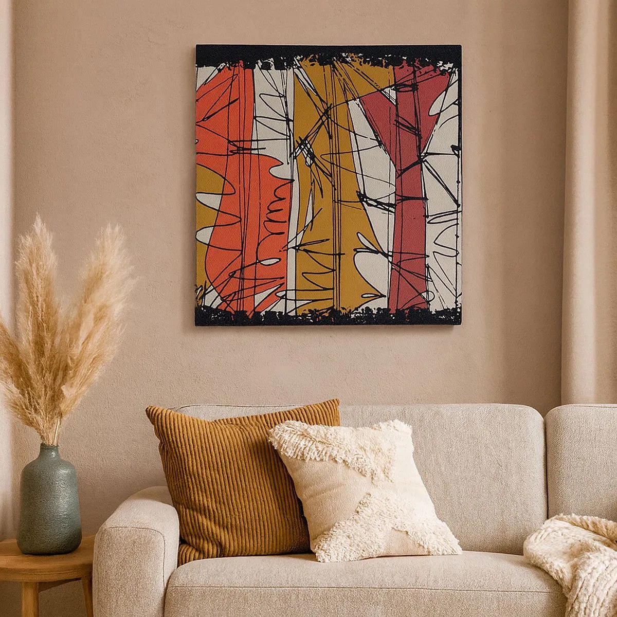 Quadro em tela - Composição espontânea - 30x30 cm