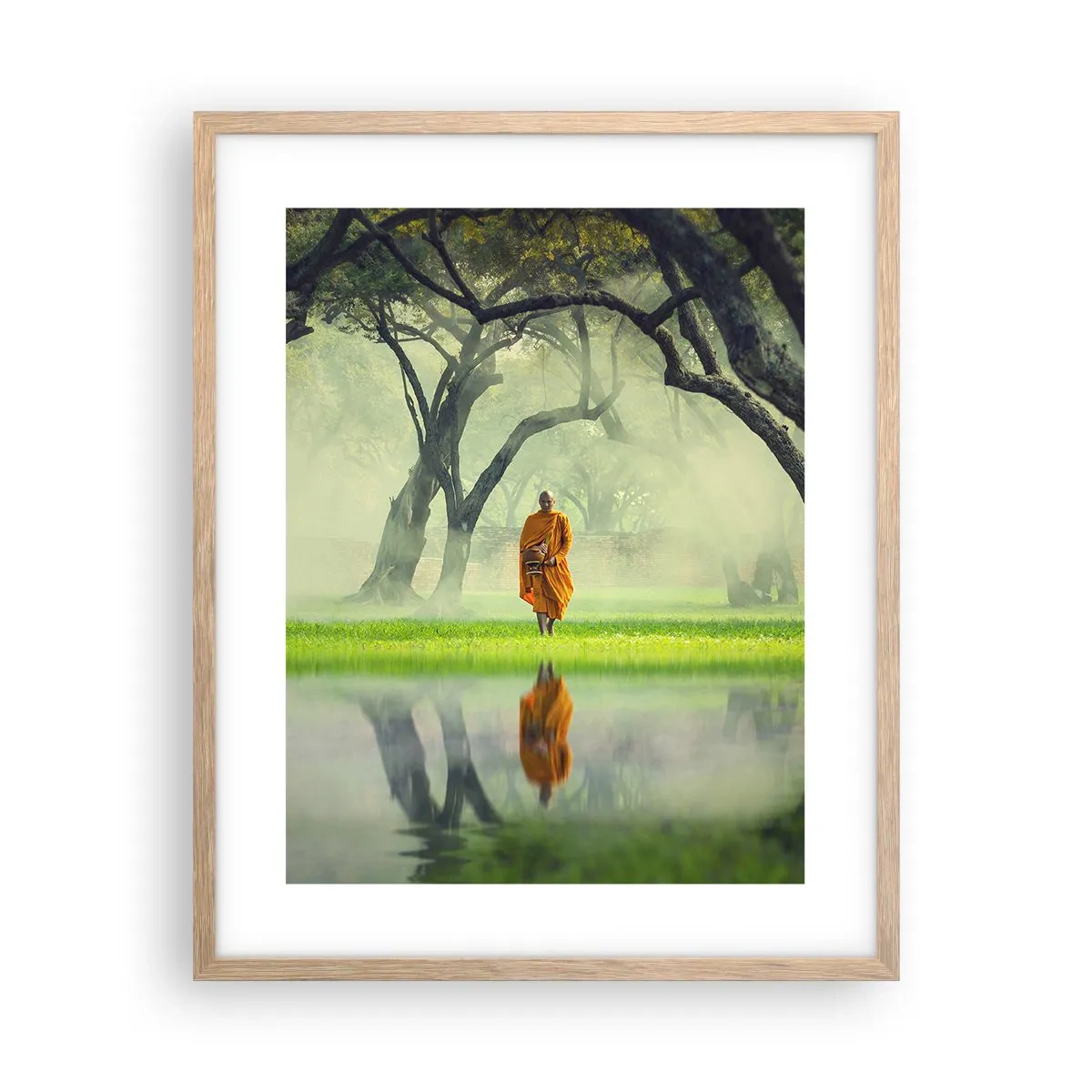 Pôster com moldura de carvalho claro - A caminho da iluminação - 40x50 cm