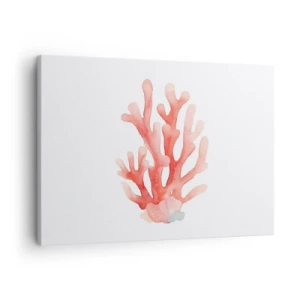 Quadro em tela - Uma ilustração sutil de coral em tons pastéis - 70x50cm - Coral de cor coral - Decoração de parede moderna para a sala de estar e quarto ARTTOR