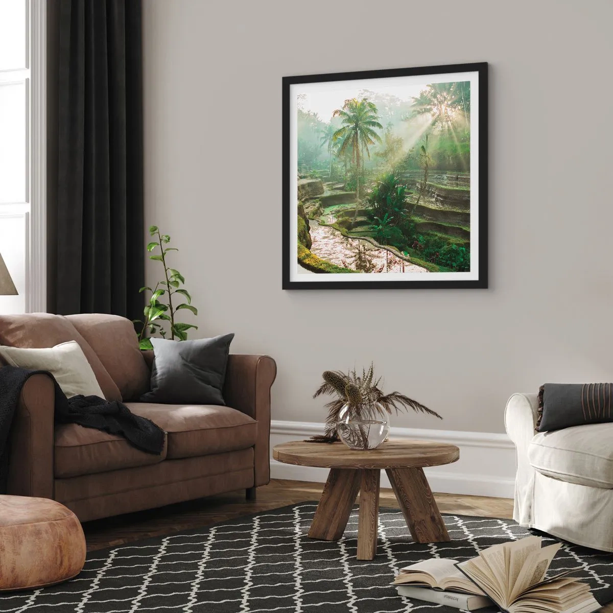 Pôster com moldura preta - Crescer ao sol - 60x60 cm