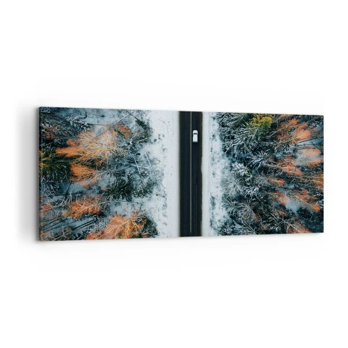 Quadro em tela - Cortar a floresta no inverno - 120x50 cm