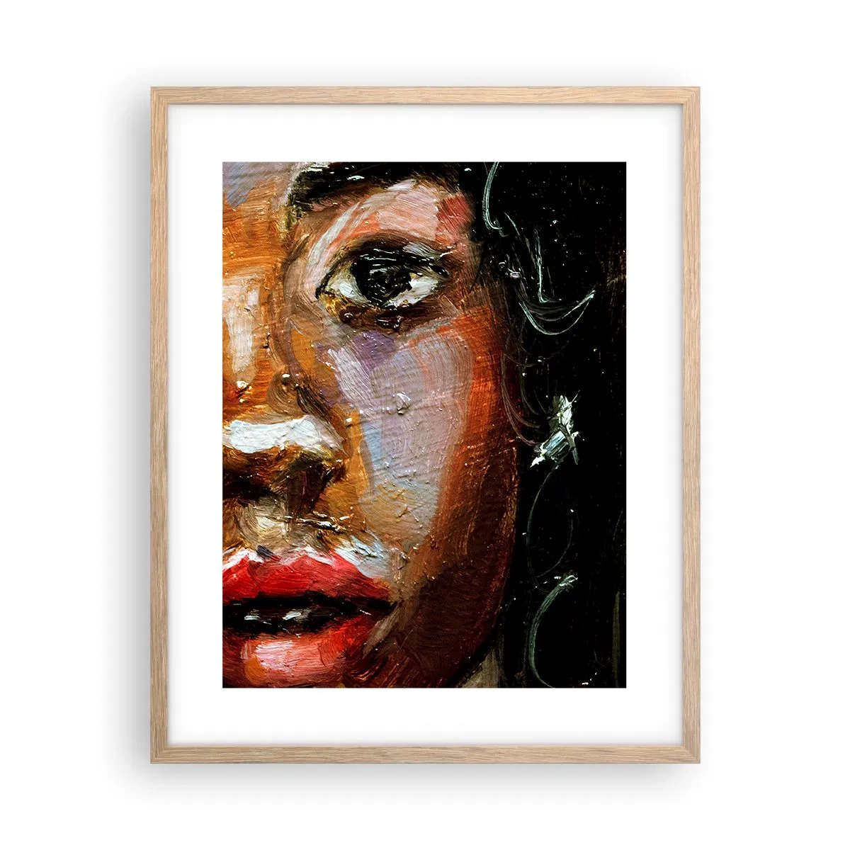 Pôster com moldura de carvalho claro - Preto e brilho - 40x50 cm