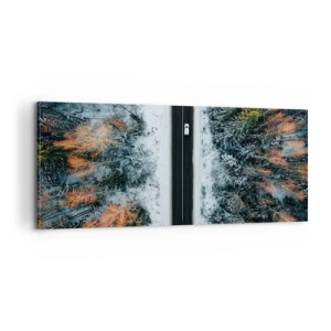 Quadro em tela - Cortar a floresta no inverno - 100x40 cm