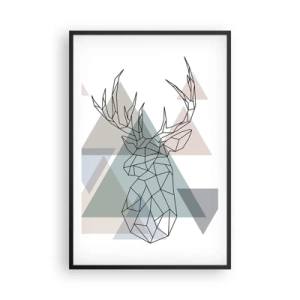 Pôster com moldura preta - Numa floresta geométrica - 61x91 cm