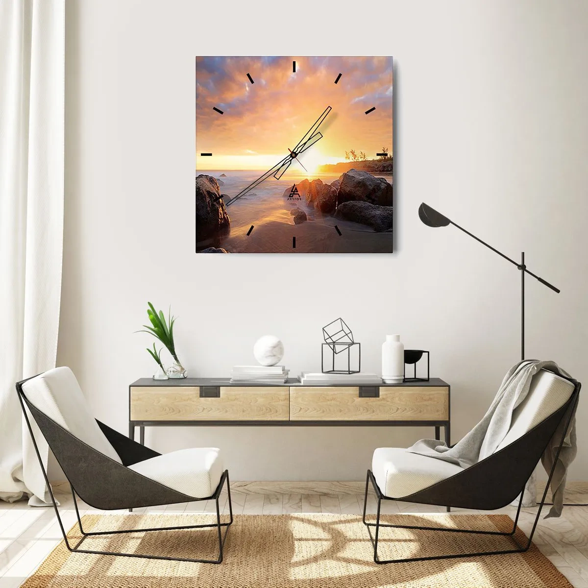 Relógio de parede - Relógio em vidro - A brisa luminosa da noite - 30x30 cm