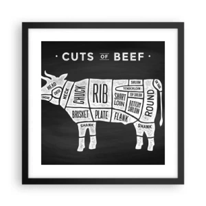 Pôster com moldura preta - Cartilha do talhante - 40x40 cm