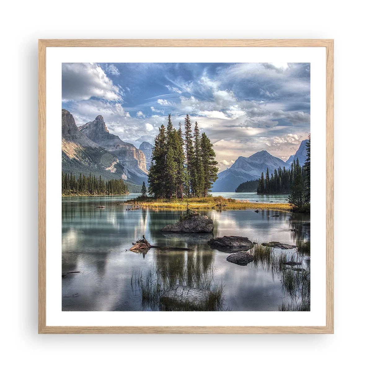 Pôster com moldura de carvalho claro - Por águas grandes e límpidas… - 60x60 cm