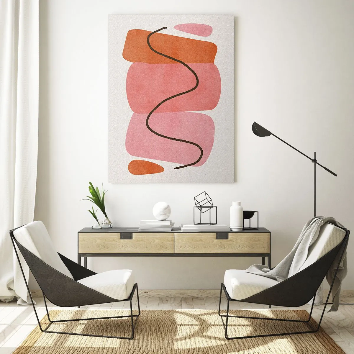 Quadro em vidro - Movimento suave de formas - 50x70 cm