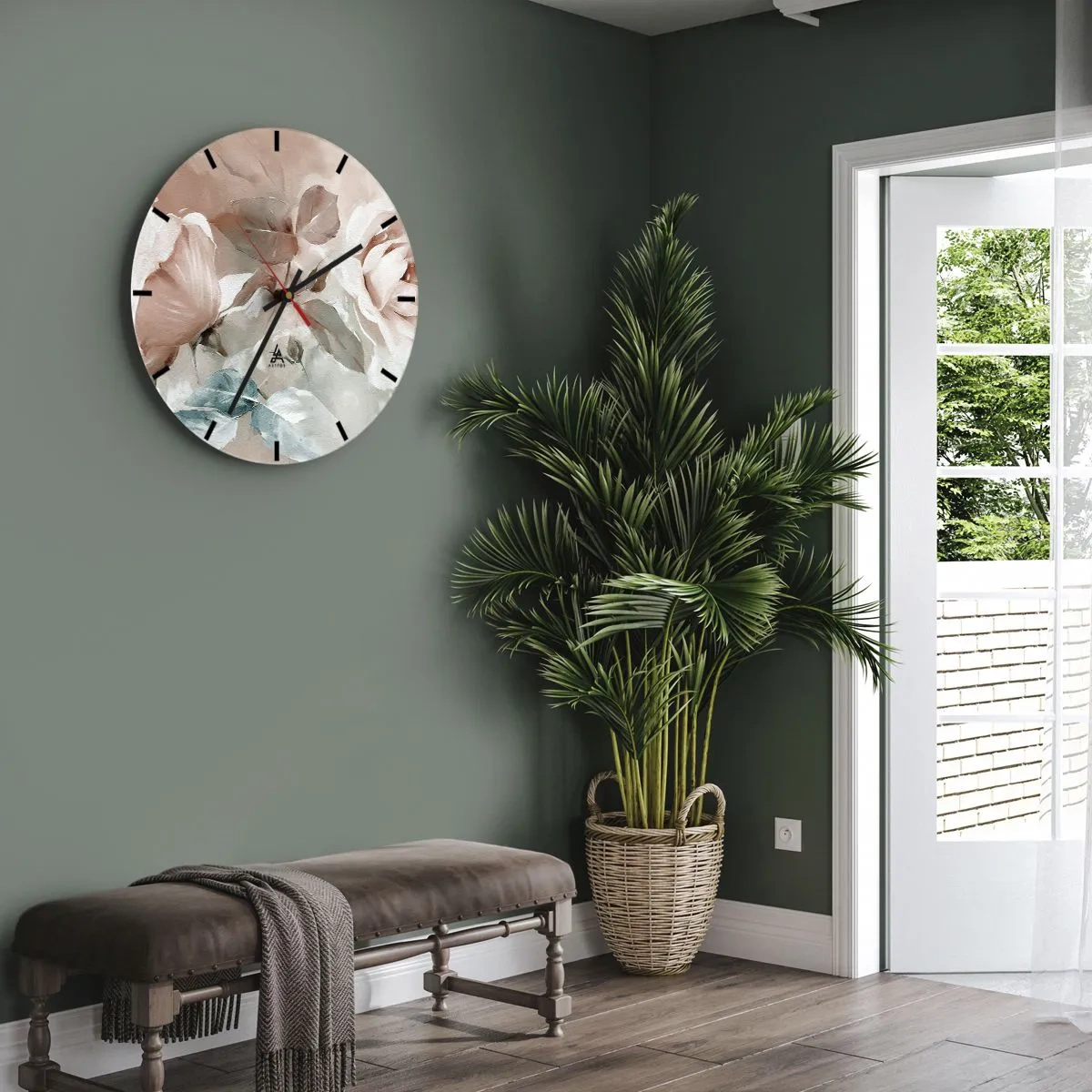 Relógio de parede - Relógio em vidro - O espírito do romantismo - 40x40 cm