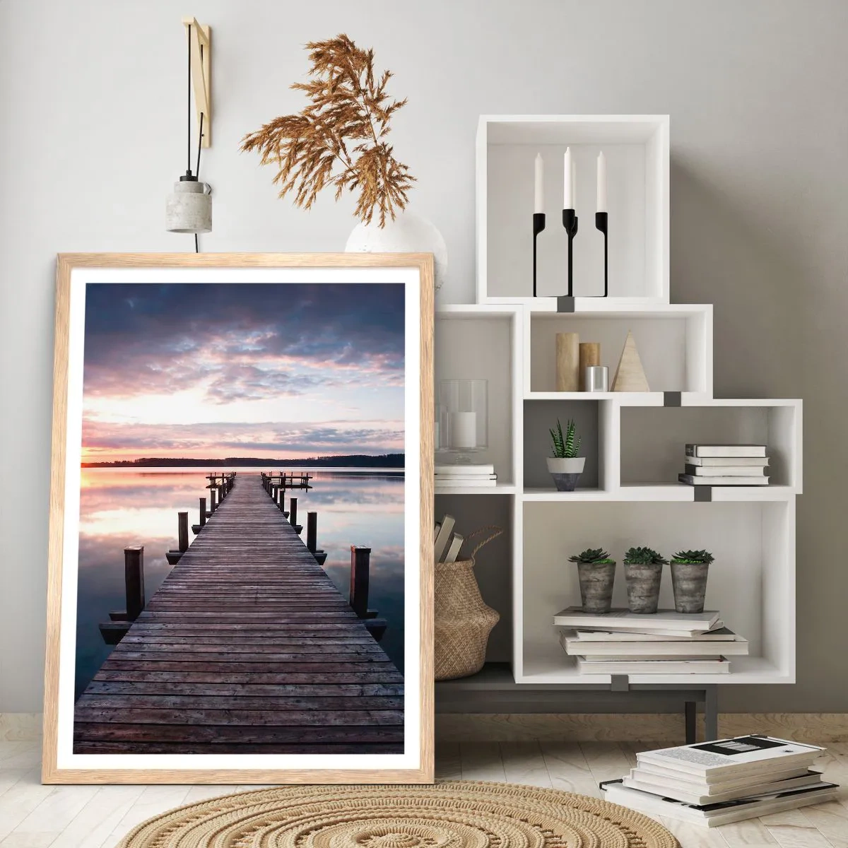 Pôster com moldura de carvalho claro - A tranquila fronteira do dia e da noite - 50x70 cm